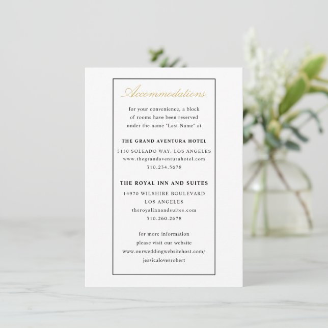 Carte d'hébergement de mariage personnalisée à aju (Debout devant)