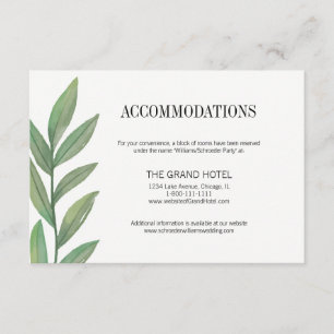 Carte d'hébergement Feuille Watercolor Green