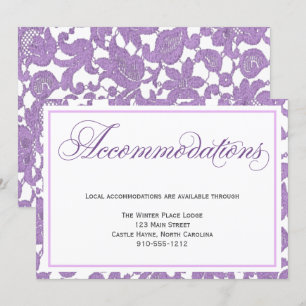 Carte d'hébergement Mariage Lavender Lace