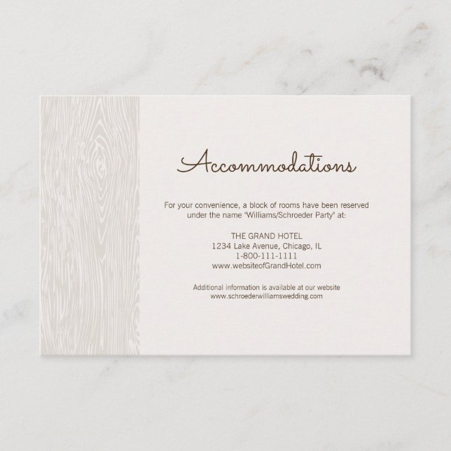 Carte d'hébergement pour Mariages en bois rustique (Devant)