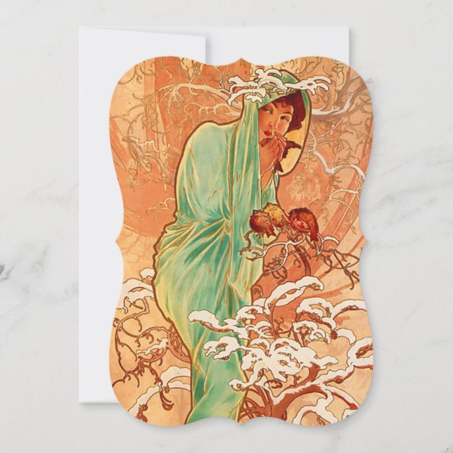 Carte d'hiver Art Nouveau Alphonse Mucha (Devant)