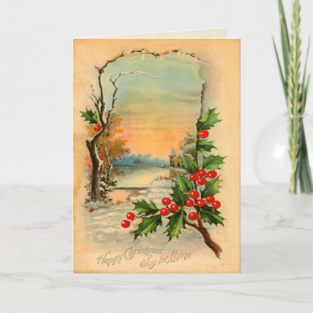 Carte d'hiver de Noël Vintage (Devant)