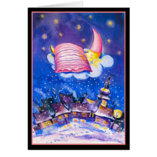 Carte d'hiver Lune couchage