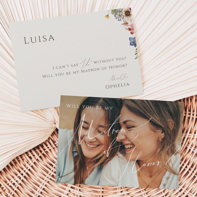 Carte d'honneur du Fleur sauvage beige avec photo  (Créateur téléchargé)