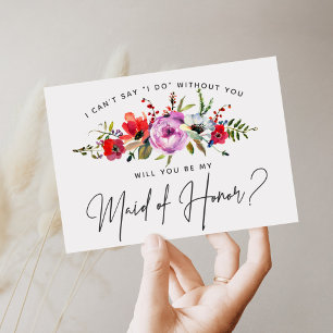Carte d'honneur Floral Bouquet Maid of Honor