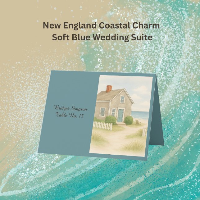 carte d'hôte chic Cape Cod Coastal Soft Blue Maria (Créateur téléchargé)