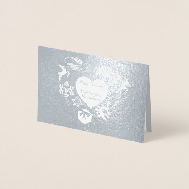 Carte d'huile d'argent Reindeer Père Noël de Noël (Devant)