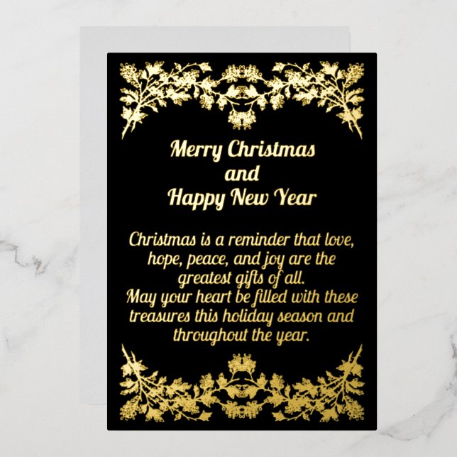 Carte d'huile de Noël Feuille d'or (Recto/Verso)