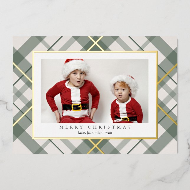 Carte d'huile de Noël Soft Green Tartan Plaid (Recto)