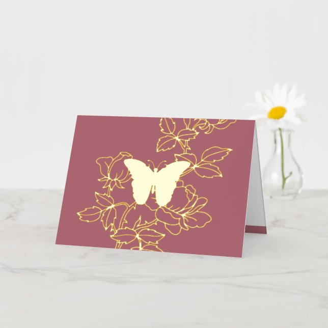 Carte d'huile d'or papillon personnalisée (Petite fleur)