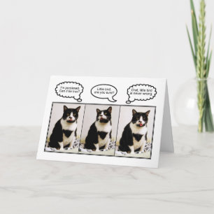 Carte d'Humour d'anniversaire de Tuxedo Cat