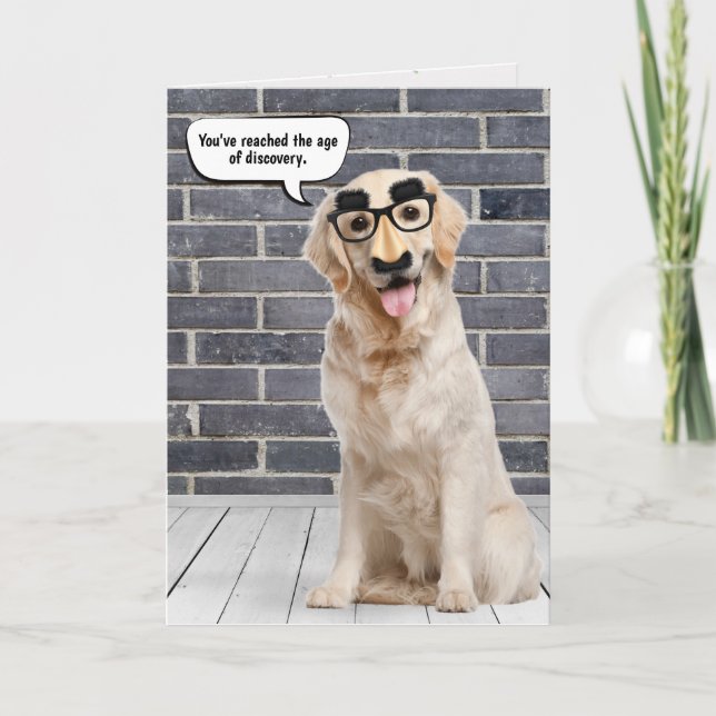 Carte d'Humour d'anniversaire Golden Retriever (Devant)