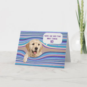 Carte d'Humour Golden Retriever 80e anniversaire