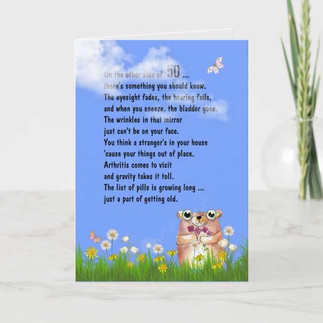 Carte d'humour pour 50 ans, vieillissement (Devant)