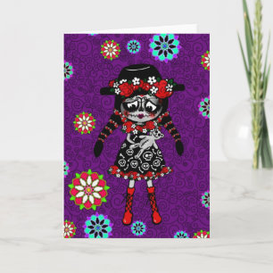 Carte Día de Muertos Kawaii Fille personnalisée