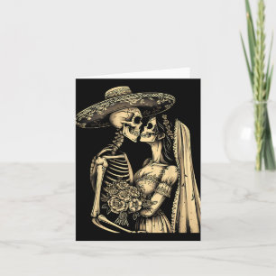 Carte Dia De Muertos Sugar Skull Couple Skeleton Bride W