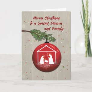 Carte Diacre et ornement de Noël familial avec mentor