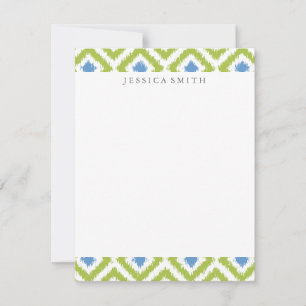 Carte Diamants bleus verts Ikat Motif