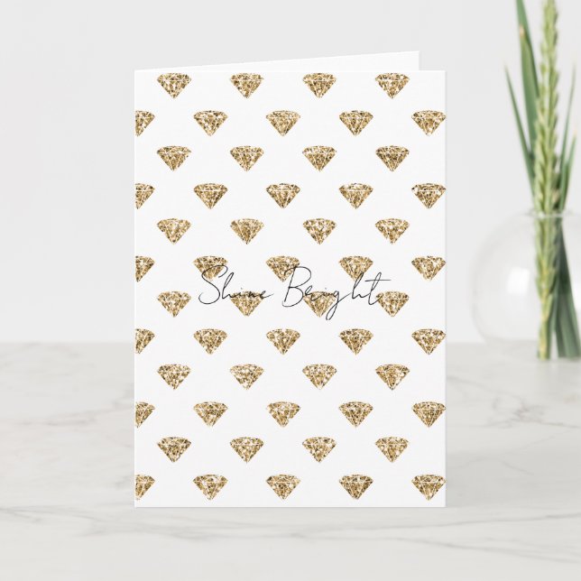 Carte Diamants de Parties scintillant d'or (Devant)
