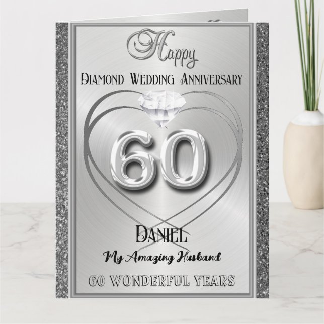 Carte Diamond 60e Anniversaire Mariage Pour Mari (Devant)