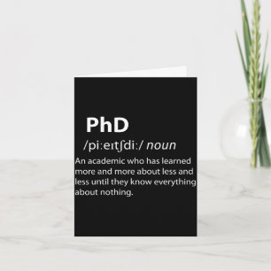 Carte Dictionnaire drôle définition Phd étudiant en doct