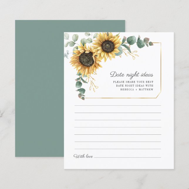 Carte d'idées de la nuit Eucalyptus de tournesol (Devant / Derrière)