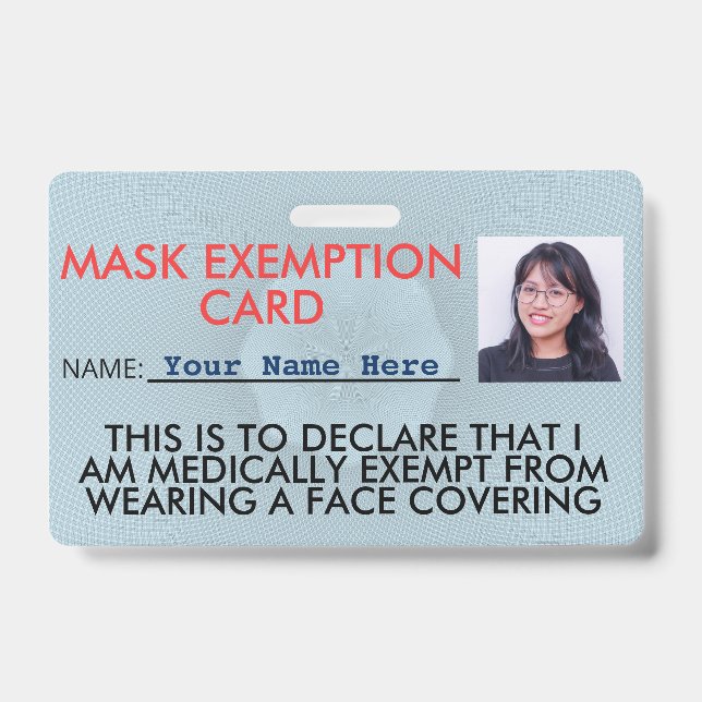 Carte d'identité de badge d'exemption de masque fa (Avant)