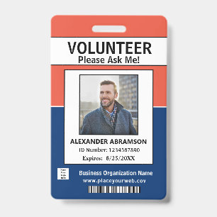 Carte d'identité de bénévole Badge personnalisé lo