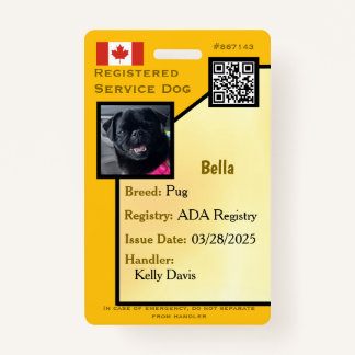 Carte d'identité de chien de service Badge vertica