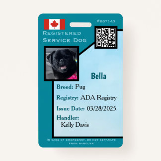 Carte d'identité de chien de service Badge vertica