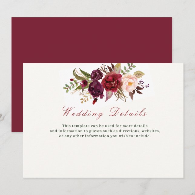carte d'identité du mariage floral de Bourgogne (Devant / Derrière)
