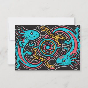 Carte Dieu aztèque Xolotl combattant l'art tribal de la 