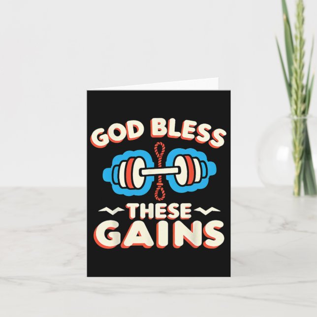 Carte Dieu Bénit Ces Gains Muscle Bodybuilding — (Devant)