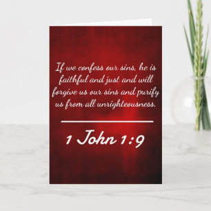 Carte Dieu cite : 1 Jean 1:9 — "Confession et pardonné