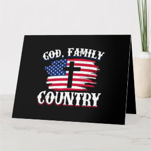 Carte Dieu Famille Pays American Drapeau Croix Christian