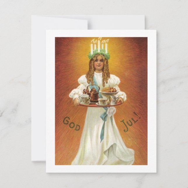 Carte Dieu juil ! Lucie avec friandises (Devant)