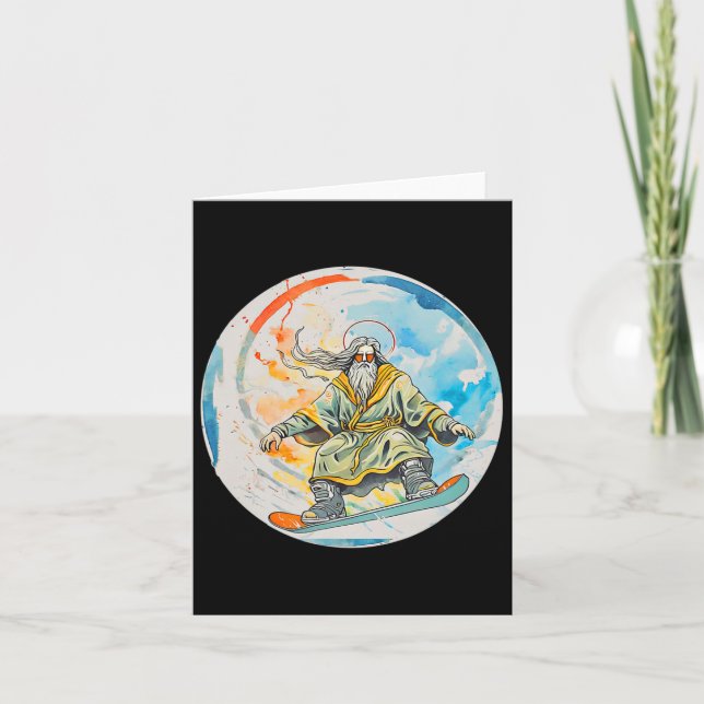 Carte Dieu Snowboard Avec Jésus Christ Prière Lord Chu (Devant)