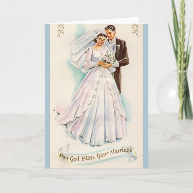 Carte Dieu vintage bénisse votre mariage (Devant)
