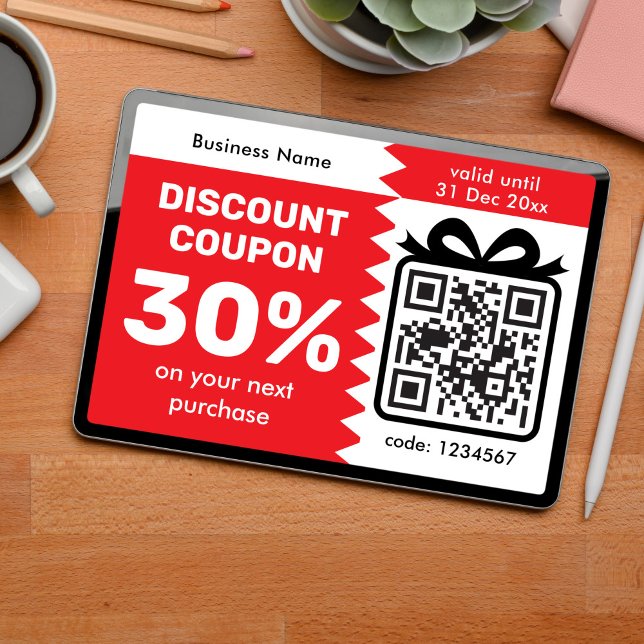 Carte Digital Discount Coupon With QR Code Logo Purple (Créateur téléchargé)
