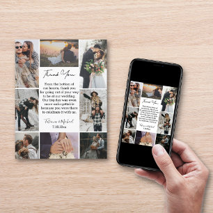 Carte digital&print 8 photos collage mariage merci