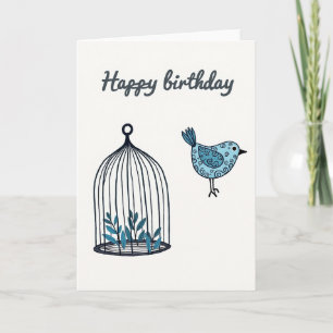 Carte d'illustration d'oiseau à tourbillon joyeux