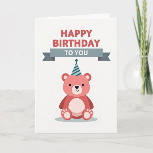 Carte d'illustration d'ours d'anniversaire