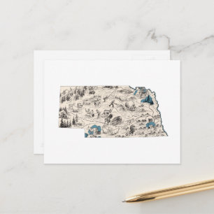 Carte d'image Vintage du Nebraska Graphique d'état