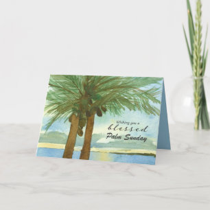 Carte Dimanche des Rameaux bénis Arbre tropical Hosanna