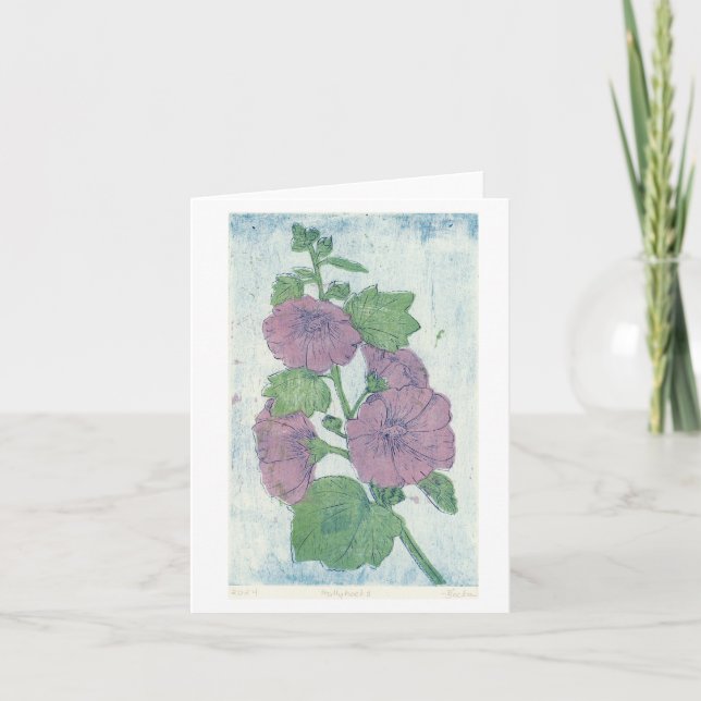 Carte d'impression Hollyhock Intaglio + Bois japon (Devant)