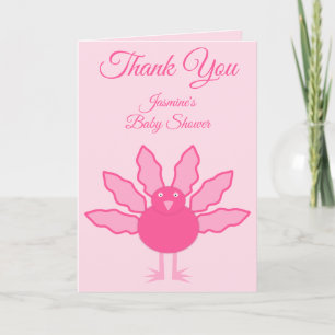 Carte Dinde de Thanksgiving Bébé Fille Rose Mignonne Per