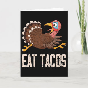 Carte Dinde de Thanksgiving drôle mange des tacos