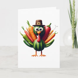 Carte Dinde de Thanksgiving faite de légumes