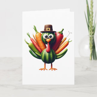 Carte Dinde de Thanksgiving faite de légumes