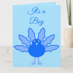 Carte Dinde de Thanksgiving Garçon Bébé Bleu Mignon Pers